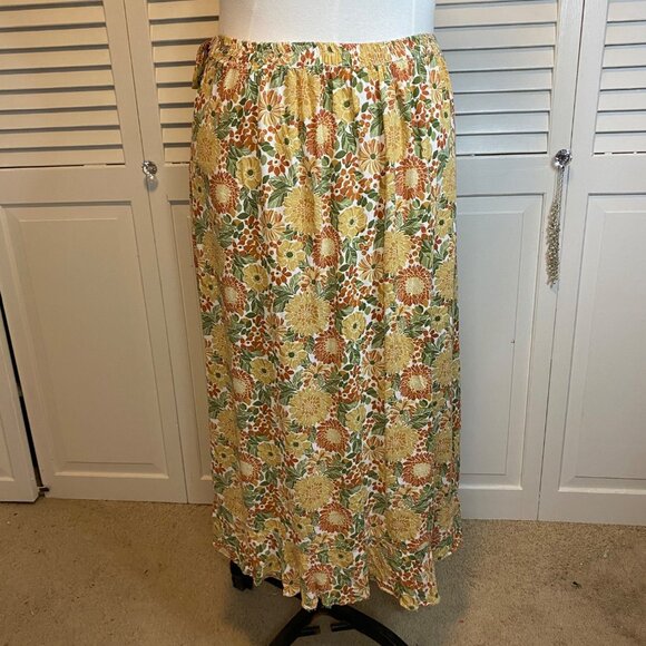 CYNTHIA ROWLEY FLORAL WRAP MIDI ASYMMETRICAL VISCOSE SKIRT - Picture 4 of 7